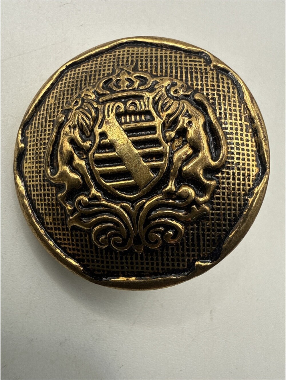 Vintage Brassl Crest Type Sewing Blazer Button, Domed Top